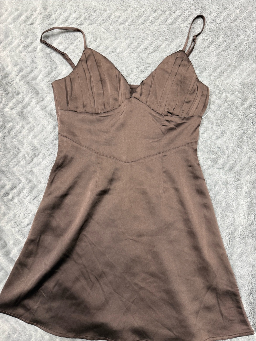 West of melrose Brown Mini Slip Dress with Spaghetti Straps